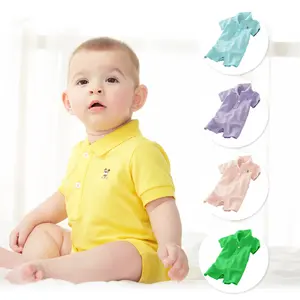 Baju Bayi Kualitas Tinggi Warna Murni Kaus Katun Pakaian Nyaman Baju Monyet Musim Panas Creeper Lengan Pendek untuk Bayi Amazon