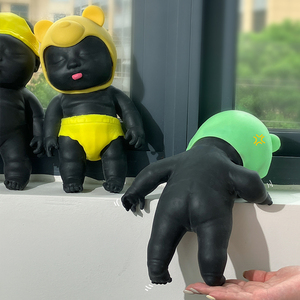 Large Black Doll Sand Filled, Plastic, Strong Stretching and Squeezing Toy, Non <b>Rebounding</b>, Decompression Toy - Product Image 1