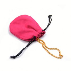 Sac à cordon rose en suède personnalisé avec logo pour bijoux, emballage cadeau – Grande Vente - Product Image 1