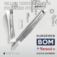 Pinces à tissus Gillies 1x2 dents, manuelles, en acier inoxydable, pour dissection, BCI 4546, certifiées CE Classe I