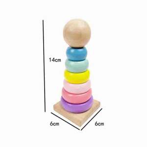 Juguete Educativo de Torre de Arcoíris para Niños, Directo de Fábrica, 40 Piezas, Animales, Tema de la Naturaleza, Color Macaron, Madera Yunhe - Product Image 4