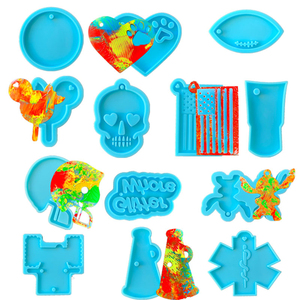 J1022 Free Sample DIY Circle Silicone Pendant Mold Skull Keychain Mold For Resin Art Epoxy Keychains Moldes De Silicon