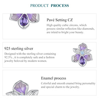 925 argent Sterling étincelant romantique Iris fleur boucles d'oreilles bijoux fins clous de mode pour les femmes
