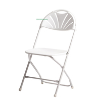 Chaise de jardin pliante au design traditionnel blanc Cadre en plastique en acier avec dos de ventilateur pour salle à manger Hôtel Ferme Mobilier d'extérieur