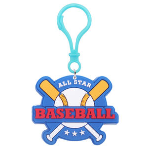 批发动漫卡通二维UV印刷橡胶PVC防水轻质钥匙扣戒指圣诞装饰品复古棒球 - Product Image 3