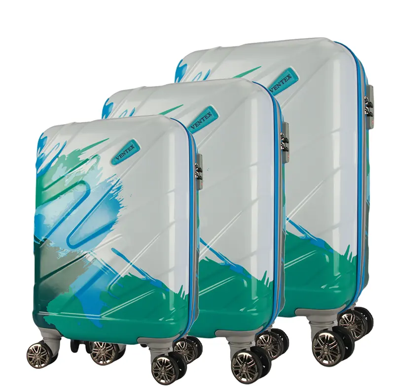 Hindistan sıcak satış bavul imalatı PC özelleştirmek baskı seyahat çantası 20 '24 '28' koffer seti takım kılıfları seyahat arabası bagaj