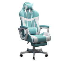 Chaise de jeu de course bleue et blanche de haute qualité pour enfants avec repose-pieds, idéale pour les gamers