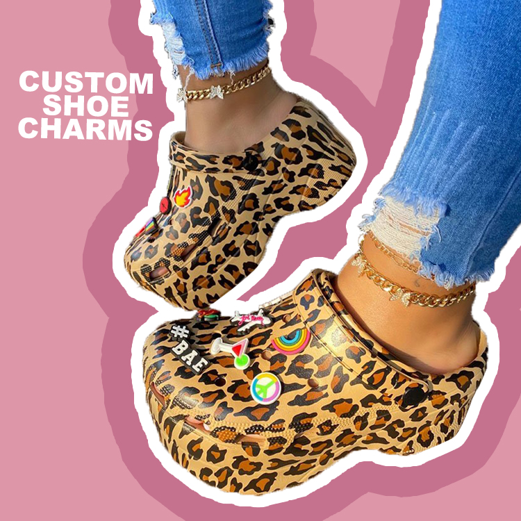 2022 Leopard Print Thick Soled Mules Platform Eva Ladies Classic Sandal Slippers Women's Garden Slip Clogs Sandals Shoes