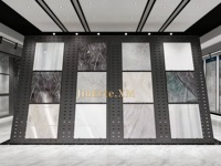 Présentoirs pour carreaux de céramique, panneaux perforés, supports pour pierre frittée et ardoise, panneaux muraux, étagères de présentation, présentoirs pour sols en plastique et verre, pour la vente au détail