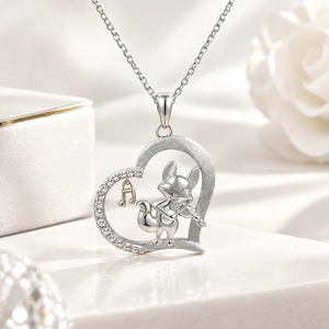 Collier Pendentif Renard Cœur Creux en Argent S925 Plaqué Or avec Moissanite Ronde, Bijou Fin Romantique Musical pour Femme, Idéal Saint-Valentin - Product Image 3