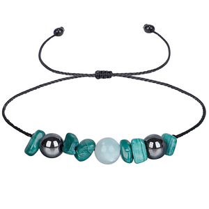 Pulsera Unisex Transfronteriza de Nueva Colección con Cuentas de Cristal y Estrás, de <span class=keywords><strong>Crisocola</strong></span>, Hematita y Amazonita, con Hilo Encerado, con Significado de Confianza - Product Image 6