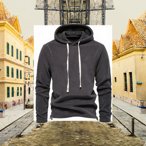 Autumn and Winter New <b>Men's</b> Solid Terry Loose Fit Long-Sleeved Hoodie Fashion All-Matching Plain Dyed <b>Fleece</b> Thermal Sweater - Product Image 3