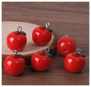 All'ingrosso casa delle bambole natale verde rosso realistico artificiale 3D vigilia di natale mela con gancio resina frutta scultura arti figurine - Product Image 6