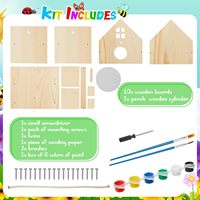 Lot de 2 kits de nichoirs à oiseaux DIY pour enfants, nichoir en bois avec bandes de peinture et pinceaux