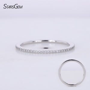 Hpht Cvd Diamants Platine Anneaux 1mm Def Vs Lâche Diamants Pave Anneau Fiançailles Match Bande pour Mariage - Product Image 1