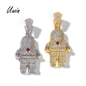 <span class=keywords><strong>Collier</strong></span> d'astronaute connecté, pendentif d'astronaute CZ, en zircone cubique, de style rappeur pour garçons - Product Image 1