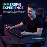 Meja Kantor Elektrik AOR, Meja Gaming Modern Ergonomis dengan Lampu RGB, Konstruksi Baja Tahan Karat, Meja Komputer Kelas Komersial