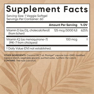วิตามินดี3 เค2 แบบซอฟต์เจล OEM ODM ได้รับการรับรองมาตรฐาน GMP และฮาลาล 5000 IU 100mcg 60 แคปซูลจากพืช - Product Image 5