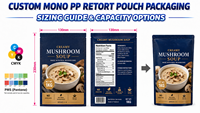 Sachet de soupe personnalisé en PP monofilament imprimé, pour soupe aux champignons crémeuse, recyclable, compatible micro-ondes, prêt à consommer