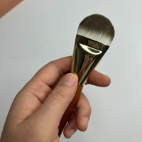 Pinceau de maquillage de luxe VLIYA 2 en 1, nouveau pinceau de fond de teint en métal doré, bois et synthétique