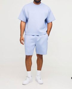 Conjunto de Verano 100% Algodón Azul Polvoriento: Camiseta Oversize de Corte Cuadrado y Pantalones Cortos Relajados - Product Image 4