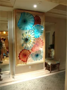 Decoração de parede para sala, decoração de parede feita de vidro com arte da moda e flor, decoração de parede para sala de estar