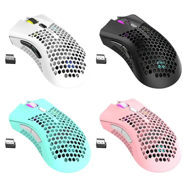 2.4G Optical Wireless Mouse Hollow-out Gaming Mouse RGB Right-Handed 7 Buttons USB Ergonomic Programmable