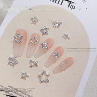 Paso Sico Cross-border AB Crystal Five-pointed Star Nail Art Accessories DIY Hollow 3D Sparkly Nail Rhinestones Alloy Nail