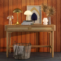 Combohome Surface solide en bois rotin bureau bureau blanc ordinateur bureaux à domicile avec étagère Table d'étude en bois