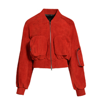 Jxwatcher OEM – Nouvelle veste bomber courte en cuir de mouton véritable pour femme, style automne, douce et personnalisable, en daim véritable