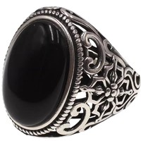 Fabricant de bijoux sur mesure, anneaux en agate incrustés de motifs floraux pour homme, anneau plaqué zircon, anneau vintage réglable