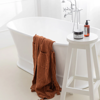 Peignoir en tissu gaufré thermique personnalisé pour femmes, vêtements de maison, robe de détente, robe confortable et moelleuse, robe d'invité, logo sur le devant