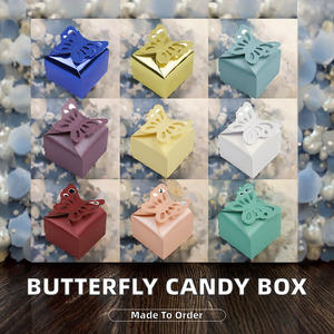 Cajas de Dulces Plegables Desechables de Papel Perlado con Diseño de Mariposas Multicolores, para Bodas, Fiestas, Recuerdos de Boda - Product Image 2