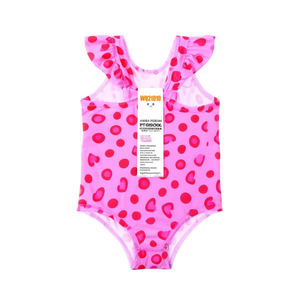 Costume da bagno intero HDJ per ragazze con volant e stampa a cuore, controllo pancia, taglie 4, 6, 8, 10, 12, 14, colori Giallo, Rosa, Blu - Product Image 4