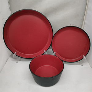 Vente en gros de la marque HIXIN, vaisselle en céramique durable de qualité supérieure, ensemble de <span class=keywords><strong>18</strong></span> pièces, <span class=keywords><strong>assiettes</strong></span> et bols avec bord doré, pour la maison et les restaurants - Product Image 1