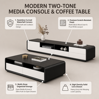 Meuble TV mural en noyer, meuble TV en bois avec tiroirs de rangement et étagère, table basse