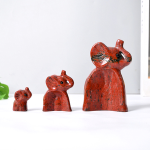 Sculptures d'éléphants décoratives en pierres précieuses naturelles - Ensemble de 3 sculptures d'animaux en cristal - Product Image 2