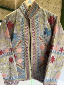 Chaqueta Bomber Unisex de Terciopelo Tejido con Bordado y Forro de Algodón, Diseño Boho Floral Suzani Étnico para Otoño/Invierno/Primavera/Verano - Product Image 5