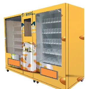 Máquina expendedora combinada de autoservicio en línea, máquina expendedora de bebidas y aperitivos, un tablero de control para 2 armarios