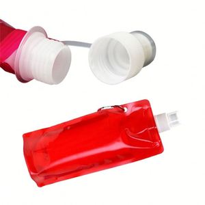 Botella de Agua Plegable Personalizada de Fábrica, Ligera, Portátil, con Gancho, Bolsa de Agua Colorida para Senderismo y Eventos - Product Image 1