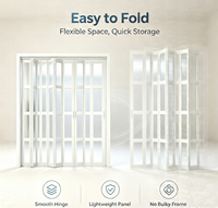 Porte pliante moderne en PVC anti-termites et anti-moisissures, design accordéon, pour salle de bain et cuisine - Écologique, tailles personnalisables