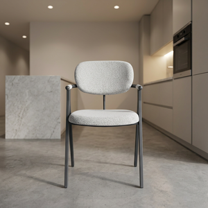 Silla de Comedor Tapizada Portátil Moderna YAKUT con Brazos, Asiento de Tela, Patas de Metal Resistentes, Estilo Nórdico, Apilable y Ergonómica - Product Image 2