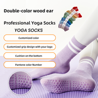 Bilu Sans Couture Logo Personnalisé Cheville Pilates Compression Tube Crew Chaussettes À Volants Antidérapant Yoga Trampoline Chaussettes Grip