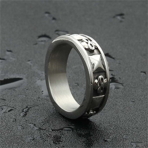 yunnique <b>Titanium</b> Steel Skull <b>Ring</b> Men's Punk Geometric Design Silver Color 26091 - Product Image 4