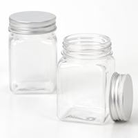 Bocaux carrés en plastique transparents Whoeslae, pots de conservation alimentaire vides, réutilisables pour aliments secs, beurre de cacahuète, organisation de la cuisine