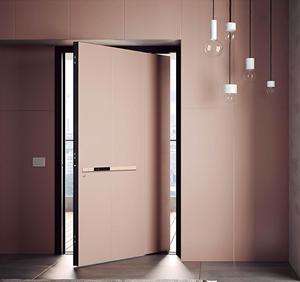 <span class=keywords><strong>Puerta</strong></span> con bisagras de aluminio con aspecto de madera resistente al agua y aislamiento térmico personalizado y lateral opcional - Product Image 5