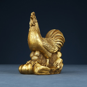 Copper World Bronze Rooster Figurine Handmade Zodiac Animal Sculpture Home Decor Living Room Gift Chinese New Year <b>Ornament</b> - Product Image 1