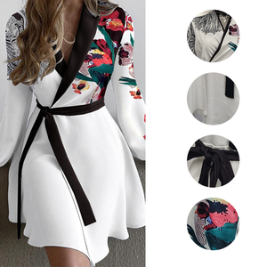 Prêt à expédier 2026 <span class=keywords><strong>Robe</strong></span> blazer à blocs de couleur épissés, Robes portefeuille sexy à imprimé léopard baroque, à manches longues, pour femmes de bureau, vente en gros - Product Image 3