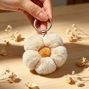 Porte-clés en peluche <span class=keywords><strong>fleur</strong></span> douce personnalisé OEM ODM avec logo, mini porte-clés <span class=keywords><strong>fleur</strong></span> en peluche, cadeau promotionnel en gros - Product Image 4