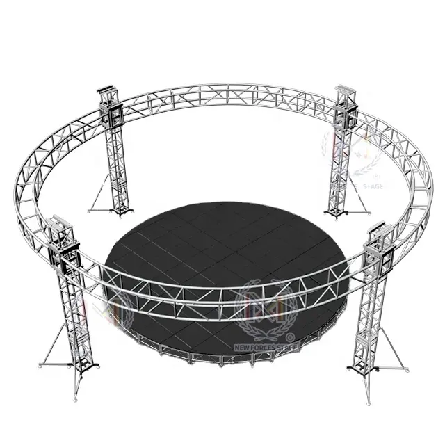 Açık kapalı hafif alüminyum Dj yuvarlak kafes, sahne dekorasyon kafes konser sahnesi için dönen aydınlatma kafes